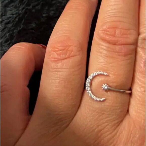 925 Sterling silver diamond sparkling cuff ring - Picture 6 of 8